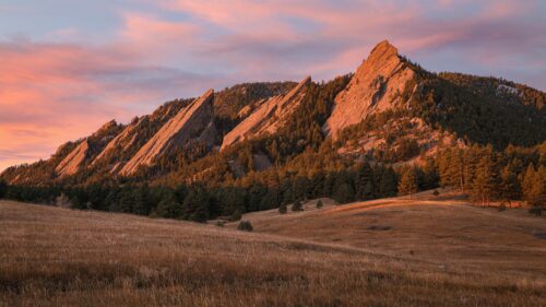 Breathtaking Boulder Flatirons at Sunset Mountain PC Wallpaper