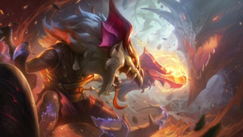 League of Legends Kled and Skaarl Fantasy Battle 4K Wallpaper