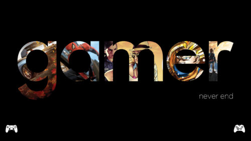 Gamer Never End Multiverse Collage Typography 4K PC Wallpaper