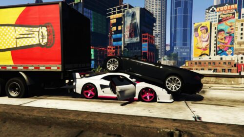 GTA V Chaos White Supercar Stunt Urban Desktop Wallpaper