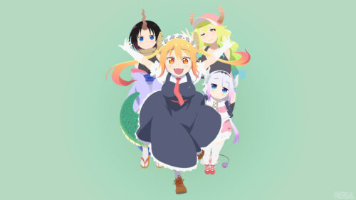 Miss Kobayashi’s Dragon Maid Characters Minimalist Art Desktop Wallpaper