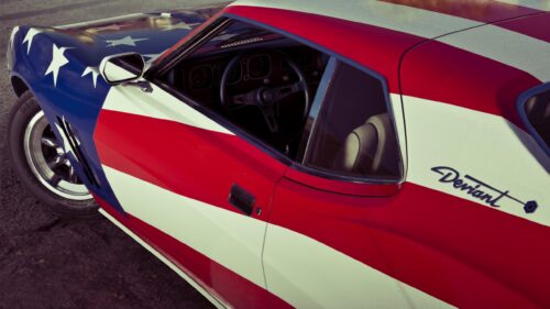 American Muscle Car Deviant Edition USA Flag Pattern PC Wallpaper