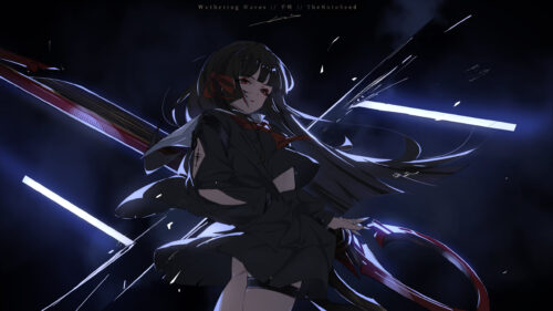 Wuthering Waves Anime Girl with Blade Dark Aesthetic 4K Wallpaper