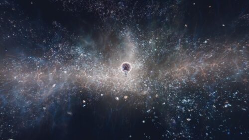 Astronaut Drifting in Deep Space Near a Glowing Celestial Orb 4K Wallpaper