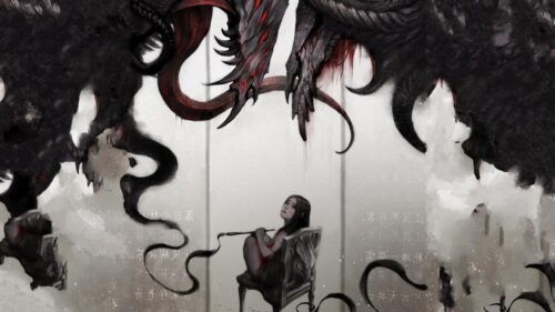 Surreal Dark Fantasy Art with Girl and Shadow Monster PC Wallpaper