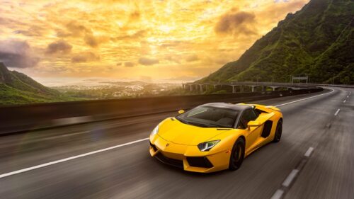 Hyper Realistic Sports Car Speeding on a Cinematic Coastal Highway 4K Desktop Wallpaper