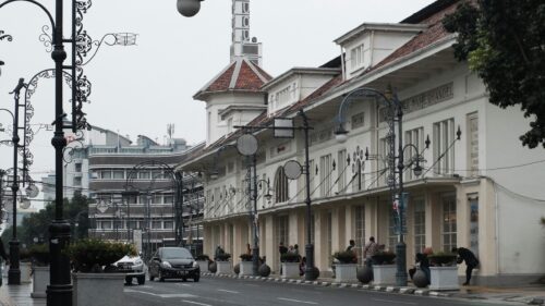 Historic Colonial Architecture in Bandung City Street Desktop Wallpaper