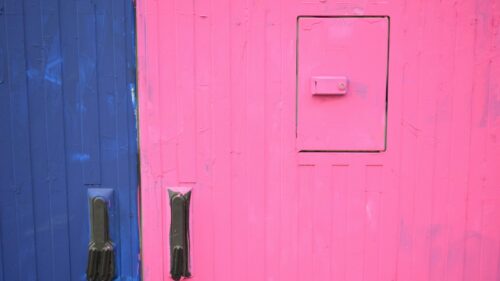Abstract Blue and Pink Painted Metal Surface 4K Desktop Wallpaper