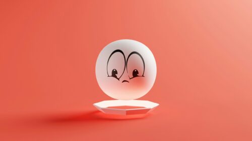 Sad Minimalist Emoticon 3D Render 4K Desktop Wallpaper