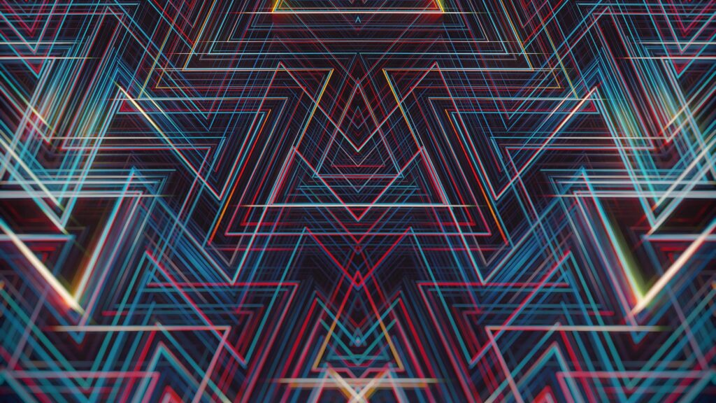 Abstract Neon Triangles Cyberpunk Geometric Pattern 4K Wallpaper