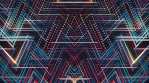 Abstract Neon Triangles Cyberpunk Geometric Pattern 4K Wallpaper
