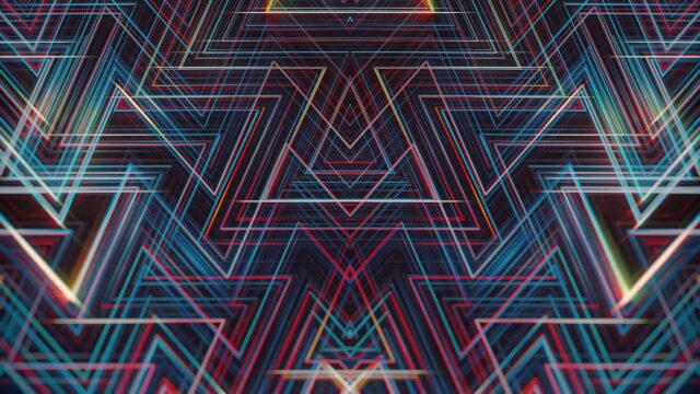 Abstract Neon Triangles Cyberpunk Geometric Pattern 4K Wallpaper