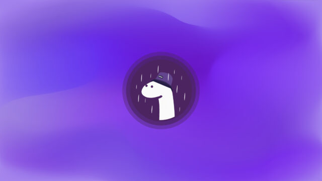 Cute Deno Dinosaur Minimalist Purple Gradient PC Wallpaper