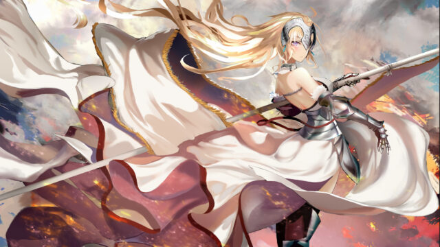 Jeanne d Arc Anime Warrior Princess in Golden Armor PC Wallpaper