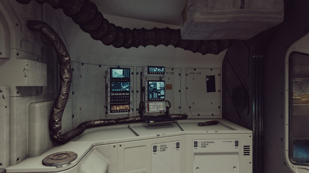Futuristic Spaceship Interior Command Center Desktop Wallpaper