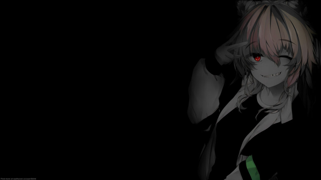 Anime Girl with Glowing Red Eyes Dark Aesthetic PC Wallpaper