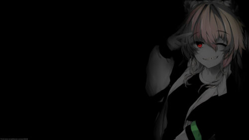 Anime Girl with Glowing Red Eyes Dark Aesthetic PC Wallpaper