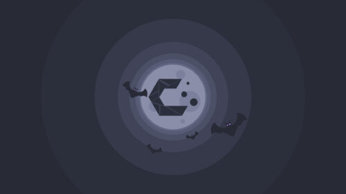 Minimalist Spooky Moon and Bats Night Theme Desktop Wallpaper