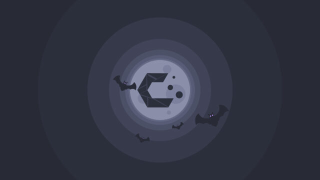 Minimalist Spooky Moon and Bats Night Theme Desktop Wallpaper