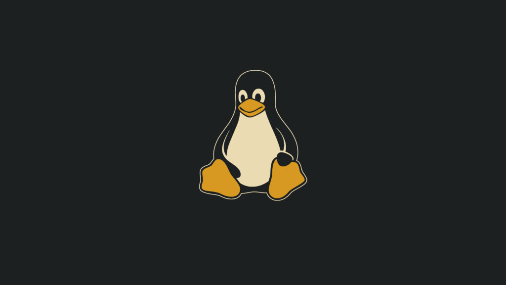 Minimalist Tux Linux Mascot Logo Dark Grey Background PC Wallpaper