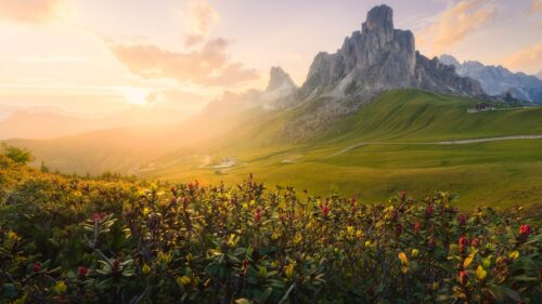 Breathtaking Dolomites Mountain Sunset Landscape Desktop Wallpaper