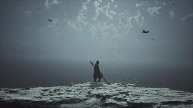 Sun Wukong Standing on Snowy Cliff Black Myth Wukong 4K Wallpaper