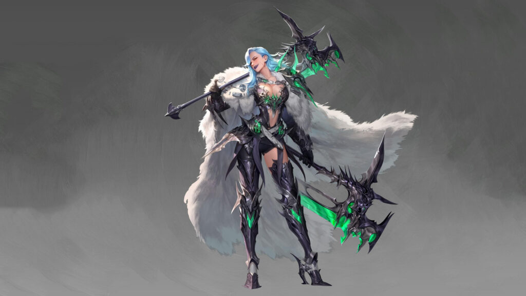 Warrior Queen with Dual Axes Fantasy Character 4K PC Wallpaper