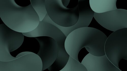 Minimalist Dark Green Abstract 3D Swirls Desktop Wallpaper
