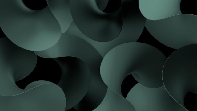 Minimalist Dark Green Abstract 3D Swirls Desktop Wallpaper