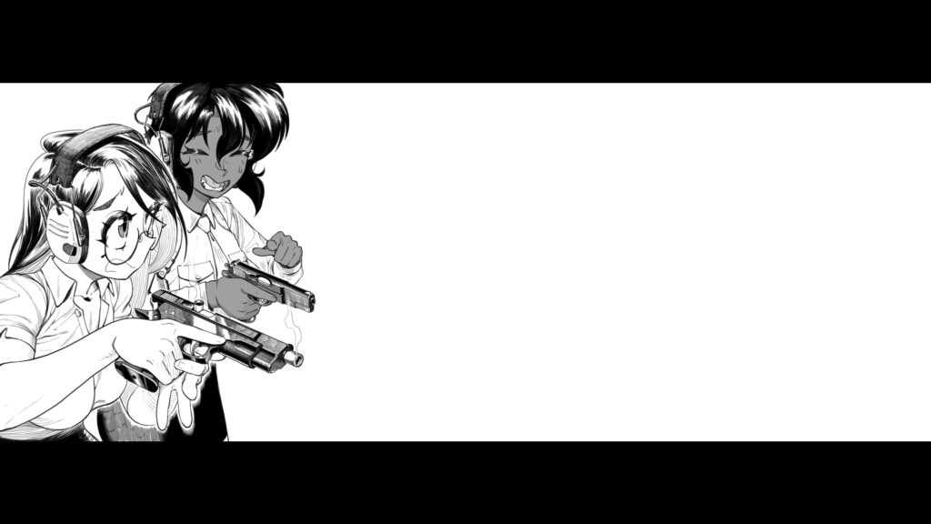 Anime Girls With Handguns Monochrome Aesthetic PC Wallpaper