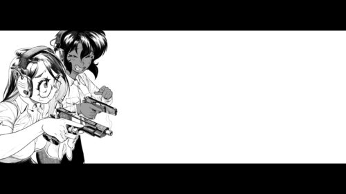 Anime Girls With Handguns Monochrome Aesthetic PC Wallpaper