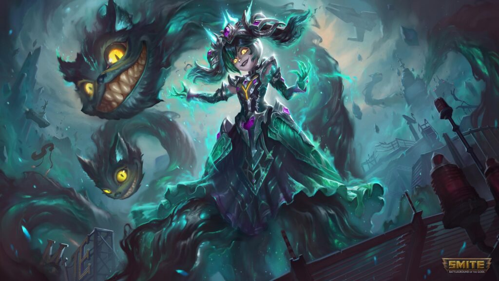 Smite Nox Cheshire Cat Skin Fantasy Warrior 4K PC Wallpaper