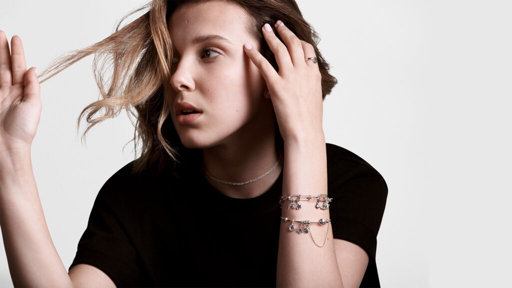 Millie Bobby Brown Fashion Portrait Silver Jewelry 4K Wallpaper