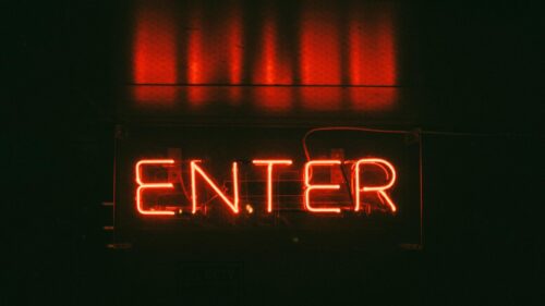 Minimalist Glowing Red ENTER Neon Sign Dark Aesthetic PC Wallpaper