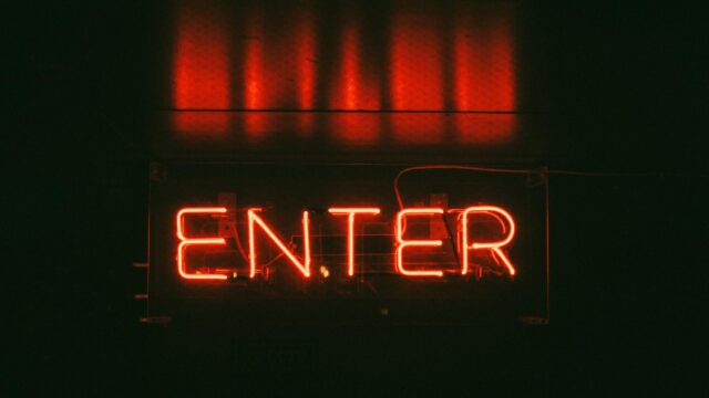 Minimalist Glowing Red ENTER Neon Sign Dark Aesthetic PC Wallpaper