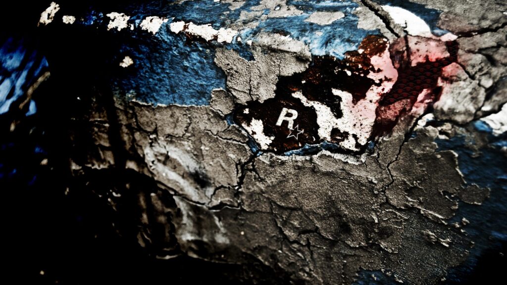 Gritty Rockstar Games Logo Grunge Texture 4K PC Wallpaper