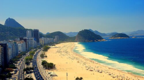 Breathtaking Aerial View of Copacabana Beach in Rio de Janeiro 4K Wallpaper