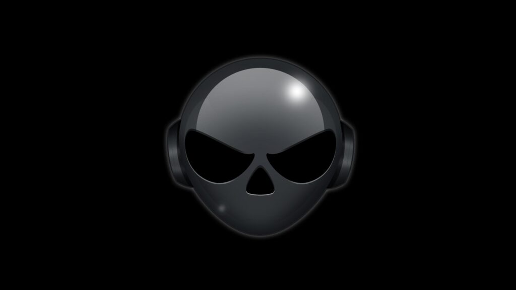 Minimalist Alien Head With Headphones Dark 4K Wallpaper