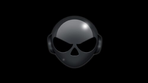 Minimalist Alien Head With Headphones Dark 4K Wallpaper