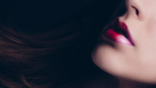 Stunning Artistic Close Up of Female Lips with Gradient Lipstick PC Wallpaper