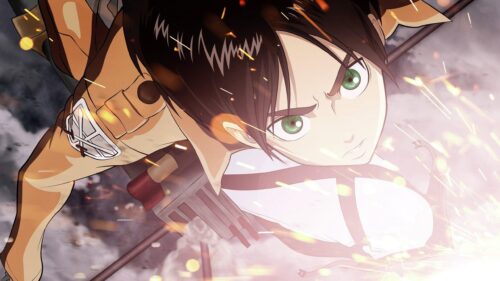 Eren Yeager Intense Battle Attack on Titan Desktop Wallpaper