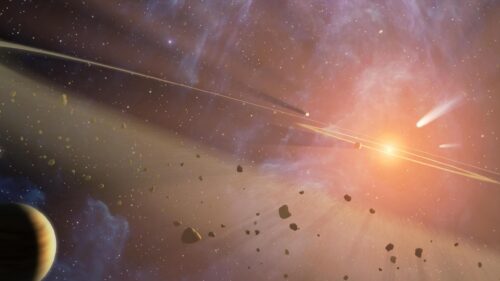 Breathtaking Deep Space Asteroid Belt and Glowing Nebula 4K Wallpaper