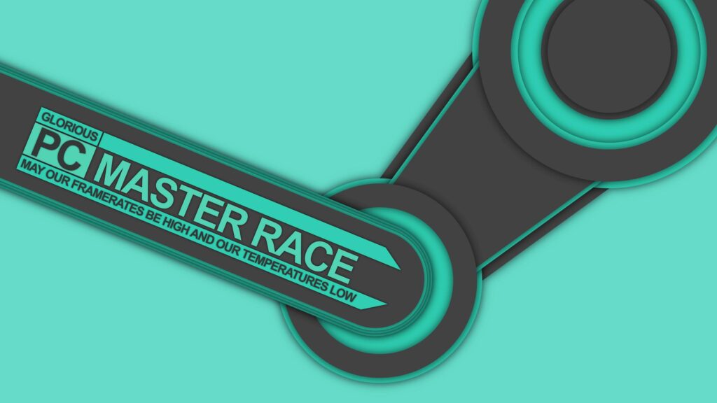Glorious PC Master Race Teal and Dark Grey Minimalist Desktop Wallpaper