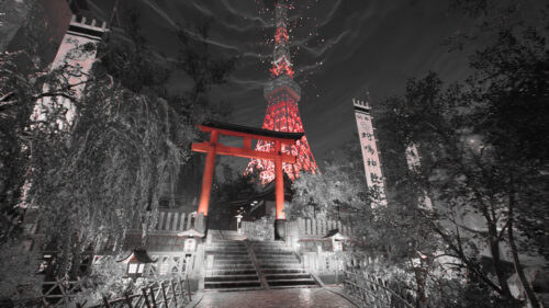 Tokyo Tower Red Torii Gate Aesthetic Night Cityscape PC Wallpaper