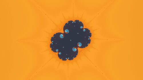 Minimalist Orange and Dark Blue Fractal Geometry PC Wallpaper