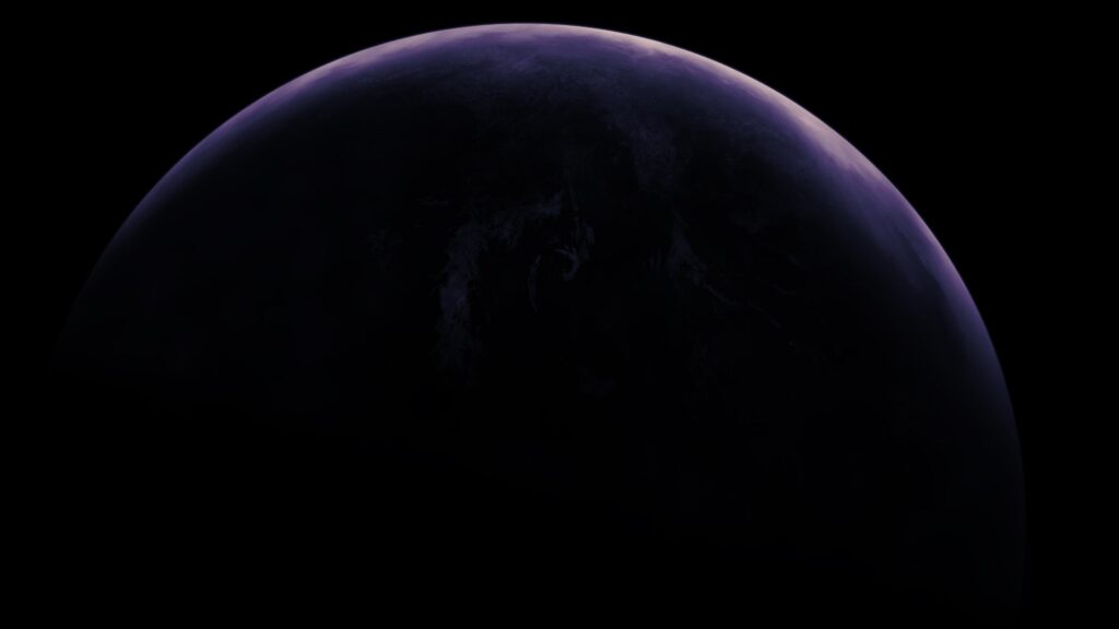 Minimalist Dark Purple Planet Silhouette 4K Desktop Wallpaper