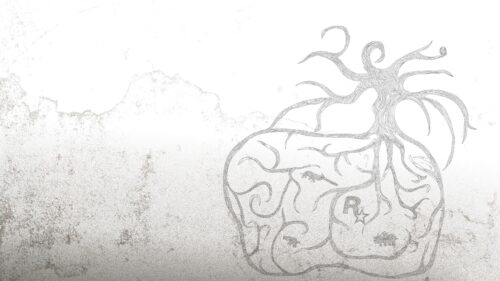 Minimalist Rockstar Games Themed Abstract Tree Line Art Desktop Wallpaper