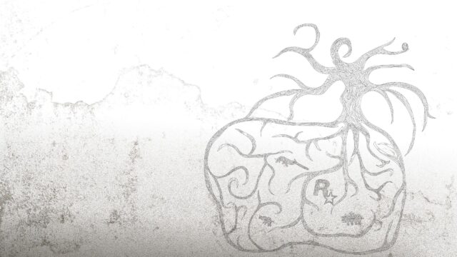 Minimalist Rockstar Games Themed Abstract Tree Line Art Desktop Wallpaper