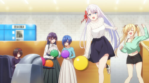 Anime Girls Having Fun Bowling Together 4K PC Wallpaper