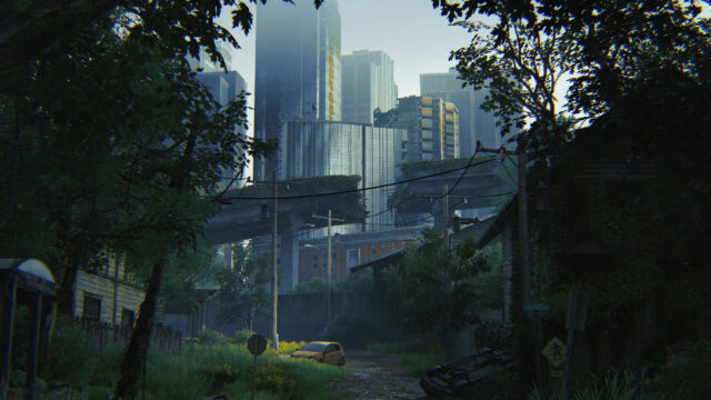 Post Apocalyptic City Ruins with Overgrown Nature 4K Desktop Wallpaper